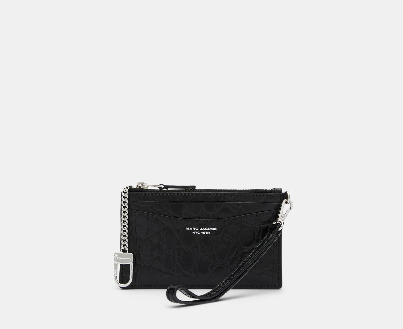 Marc Jacobs The Slim 84 Croc-Embossed Top Zip Wristlet - Black