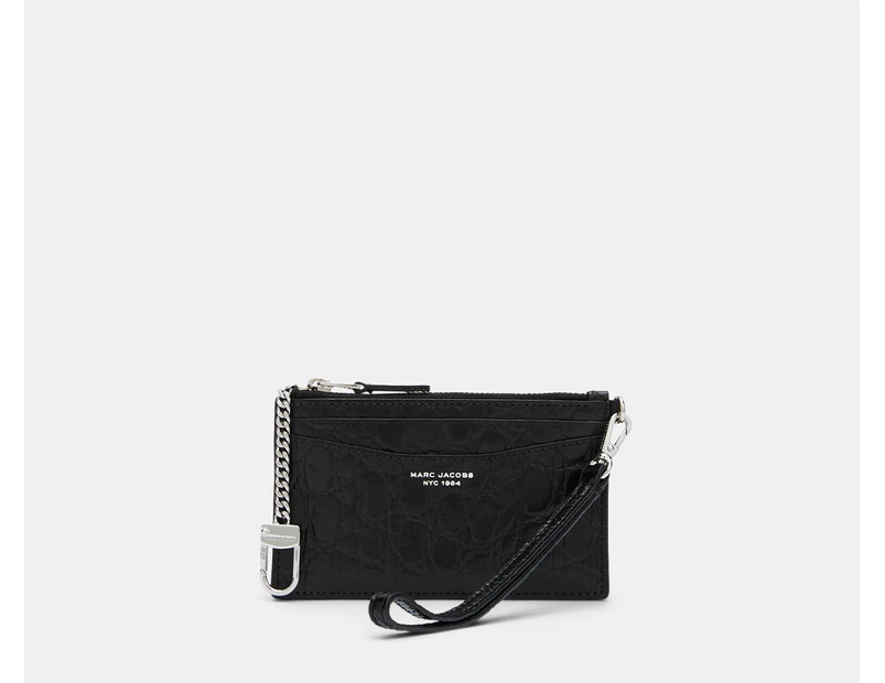 Marc Jacobs The Slim 84 Croc-Embossed Top Zip Wristlet - Black