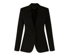 Designer - Pre-loved Button Front Long Sleeve Blazer - Black