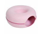 Cat Tunnel Bed Felt Pet Puppy Nest Cave House Round Donut Interactive Play Toy - 50cm x 50cm Medium Pink