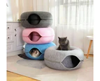 Cat Tunnel Bed Felt Pet Puppy Nest Cave House Round Donut Interactive Play Toy - 50cm x 50cm Medium Pink