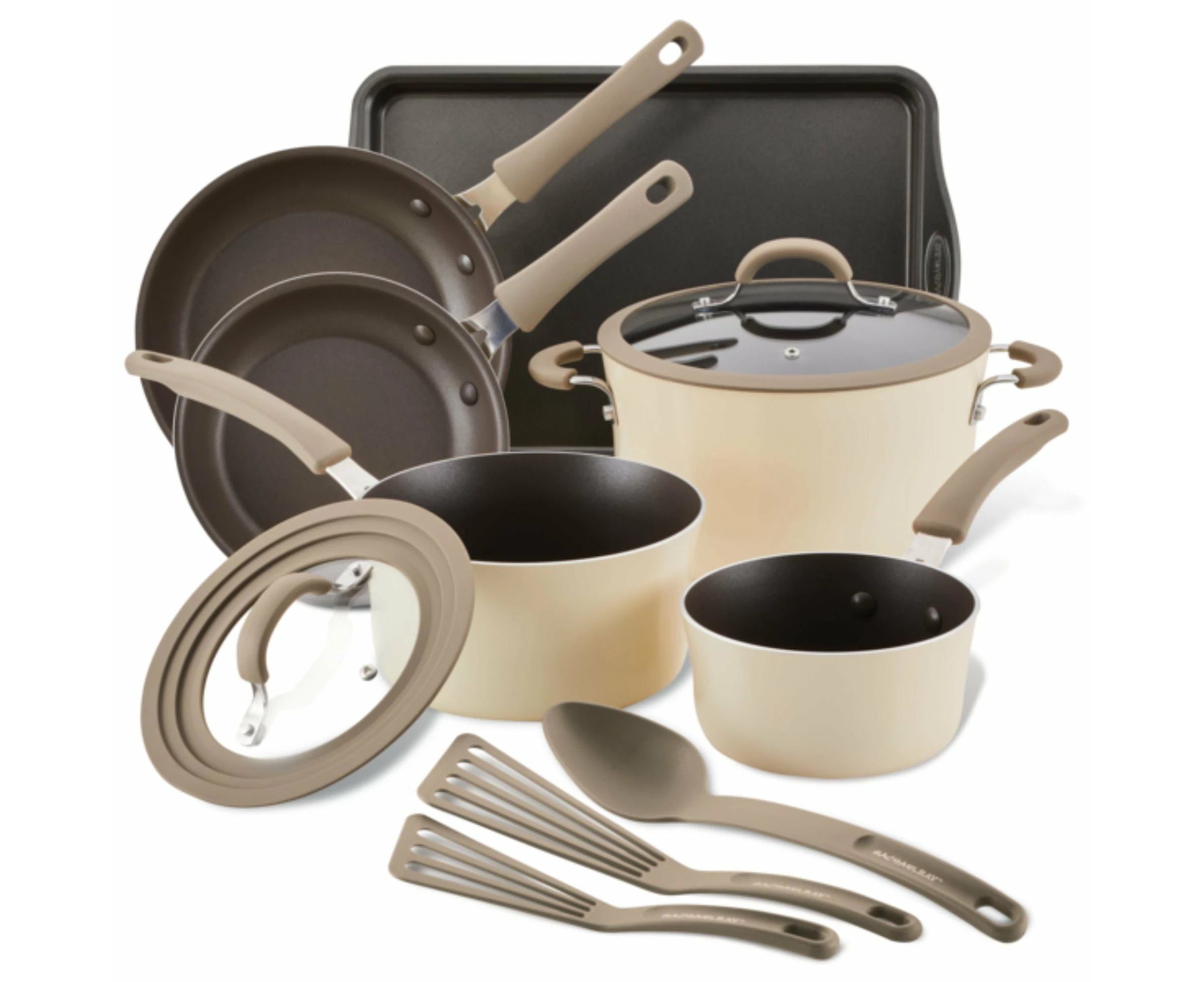 Rachael Ray Cook + Create Nonstick 11 Piece Cookware Set Almond