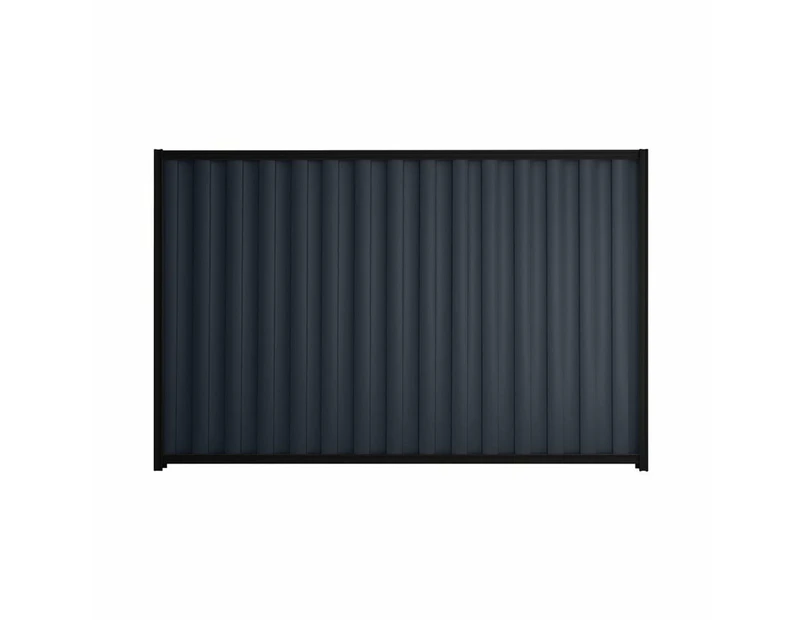 Stratco Good Neighbour® Wavelok® Fence Panel Sheet Colour: Dark Stone, Post/Track Colour: Ebony - Sheet Colour: Dark Stone, Post/Track Colour: Ebony