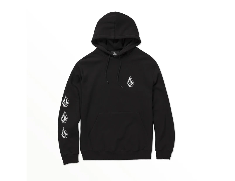 Volcom Men's Iconic Stone Logo Pullover Hoodie Fleece - Black