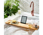 Alex Liddy Acacia Bath Caddy with Wine Holder 75X20X2cm