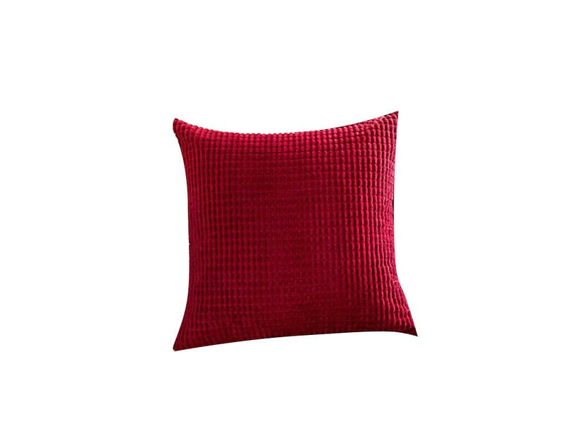 45X45 Plain Solid Colour Cushion Cover Decorative Pillow Case Home Multicoloured - Red