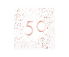 50th Birthday Rose Gold and White 16 Pack Lunch Napkins