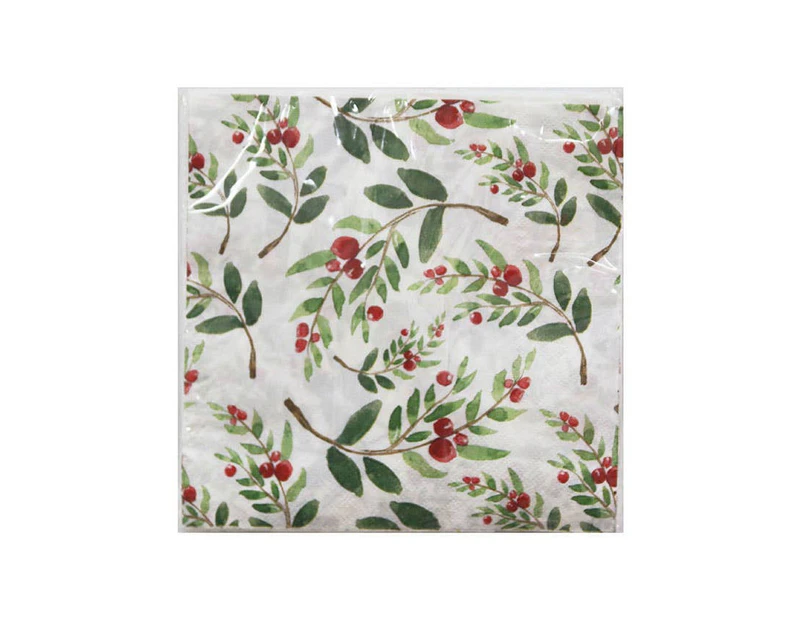 Christmas Berry Print 20 Pack Paper Napkins