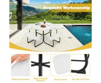 Costway 8-person Round Picnic Table Bench Set  Outdoor All Weather Dining Table w/Umbrella Hole Restaurant Backyard Patio,White