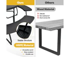 Costway 8-person Round Picnic Table Bench Set  Outdoor All Weather Dining Table w/Umbrella Hole Restaurant Backyard Patio,Black