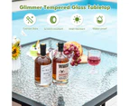 Costway 89CM Patio Bistro Table Tempered Glass Top Dining Table Outdoor Indoor Coffee Table w/Umbrella Hole