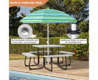 Costway 8-person Picnic Dining Table Outdoor Beer Bench Set Garden Furniture All Weather w/Umbrella Hole Party Backyard,Grey