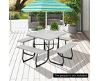 Costway 8-person Picnic Dining Table Outdoor Beer Bench Set Garden Furniture All Weather w/Umbrella Hole Party Backyard,Grey