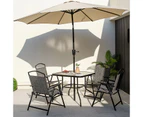 Costway 5PCS Outdoor Dining Set Foldable Chairs & Tempered Glass Table Garden Furniture w/Umbrella Hole Patio Backyard