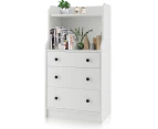 Costway 111cm Chest of Drawers H Shape Storage Organizer Utility Storage Cabinet w/2 Open Shelves Living Room Entryway, White