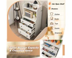 Costway 111cm Chest of Drawers H Shape Storage Organizer Utility Storage Cabinet w/2 Open Shelves Living Room Entryway, White