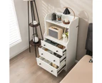 Costway 111cm Chest of Drawers H Shape Storage Organizer Utility Storage Cabinet w/2 Open Shelves Living Room Entryway, White