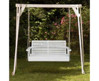 Costway 2-Seater Wood Porch Swing Outdoor Hanging Bench Chair Backyard Garden Furniture White