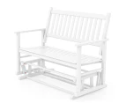 Costway 2-Seat Outdoor Glider Bench Patio Swing Loveseat Rocking Garden Lounge Poplar Wood, White