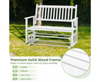 Costway 2-Seat Outdoor Glider Bench Patio Swing Loveseat Rocking Garden Lounge Poplar Wood, White