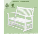 Costway 2-Seat Outdoor Glider Bench Patio Swing Loveseat Rocking Garden Lounge Poplar Wood, White