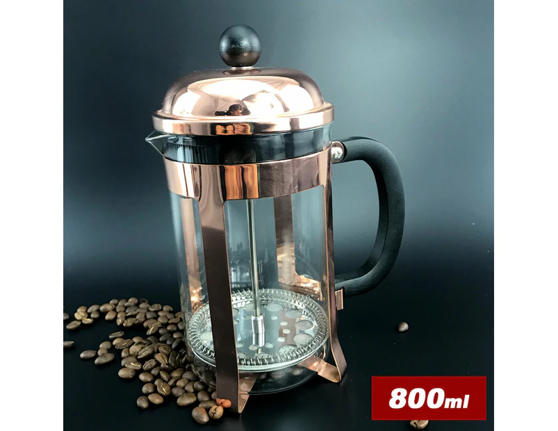 Copper Rose Golden French Press Coffee Plunger Glass Tea Maker 800/1000ml - 800ml