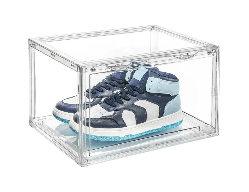 1 Pack Large Acrylic Shoe Box Storage Side Door Open Stackable Boxes Transparent Clear Display Case