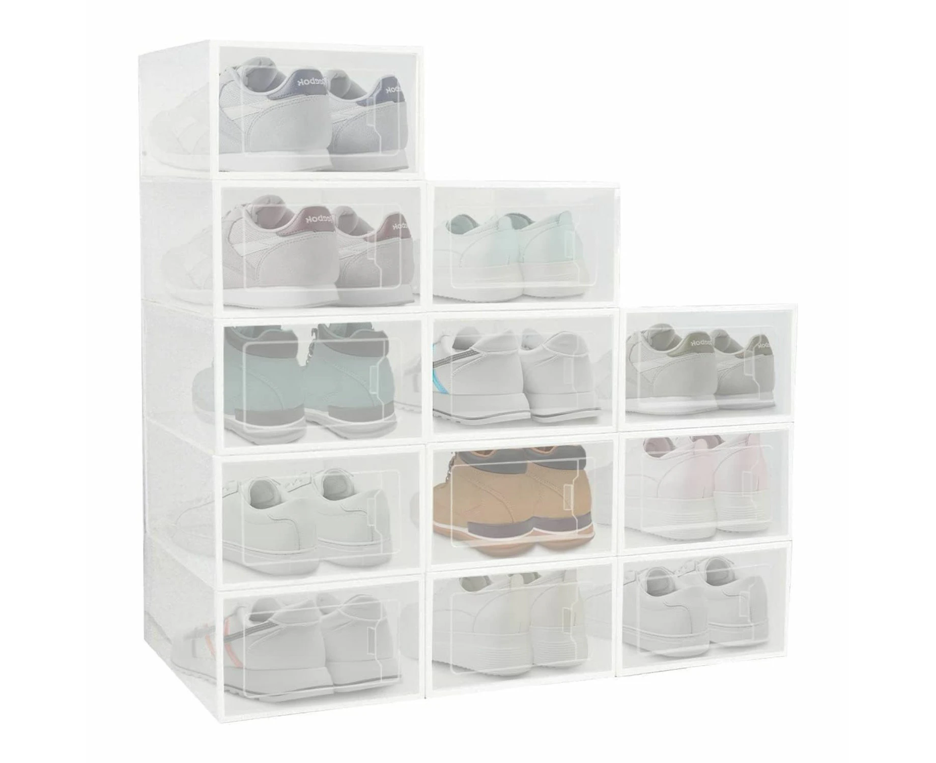 GOMINIMO Plastic Shoe Box 12PCS Medium Size (White) GO-SB-107-TD