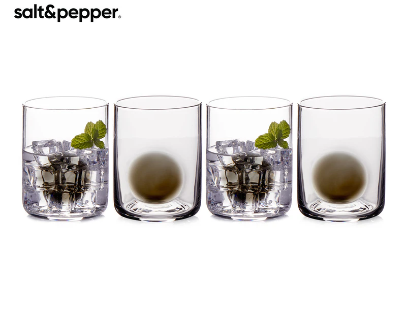 Set of 4 Salt & Pepper 400mL Industry Tumbler Glasses - Clear/Black