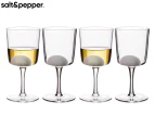 Set of 4 Salt & Pepper 375mL Industry Wine Glasses - Clear/White