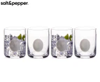 Set of 4 Salt & Pepper 400mL Industry Tumbler Glasses - Clear/White
