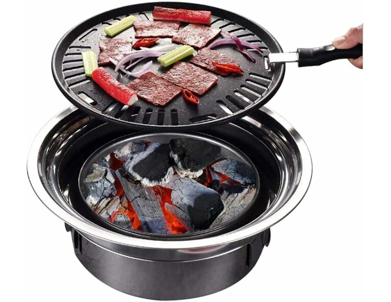 Korean BBQ Grill Portable, Charcoal Barbecue Stove Tabletop Smoker Grill