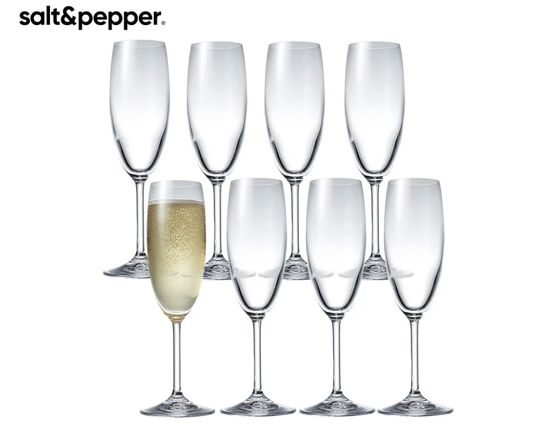 Set of 8 Salt & Pepper 175mL Vino Vino Champagne Flute Set
