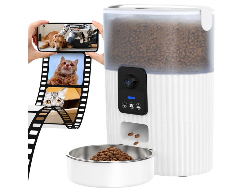 ADVWIN 3.5L Automatic Cat Feeder with 1080P HD WiFi Pet Night Vision Camera and 2-Way Audio, Smart Timed Pet Feeder for Dogs and Cats