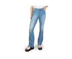 Cotton Blend Jeans with Visible Logo - Blue
