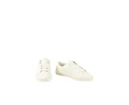 White Leather Lace-Up Sneakers - White