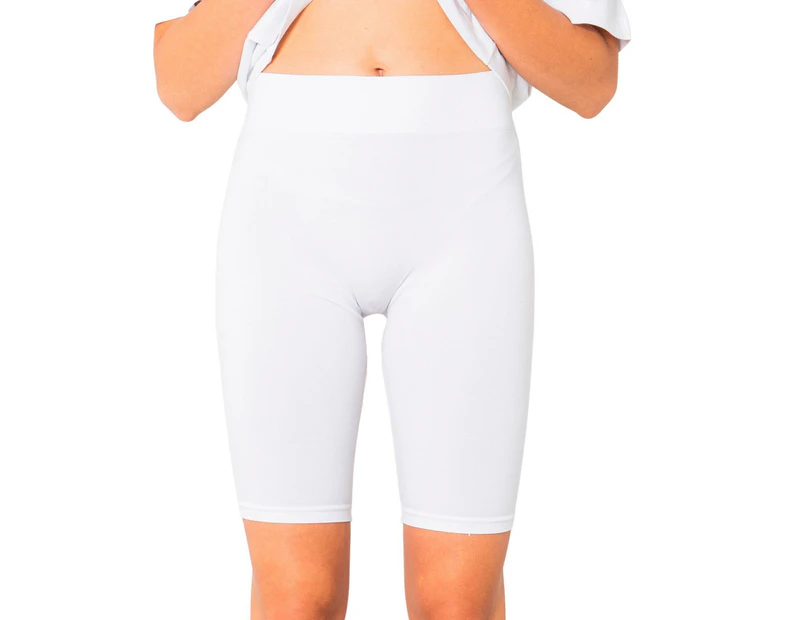 Womens Slip-On Elasticated Waist Shorts - White