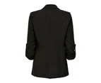 Lapel Collar Black Blazer for Women - Black