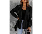 Azura Exchange Lapel Collar Blazer with Buttoned Pocket - Black