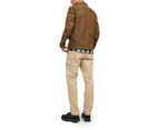 Mens Brown Plain Blazer with Zip Fastening and Side Pockets - Brown