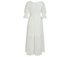 Vila Clothes Womens White V-Neck Short Sleeve Dress - White