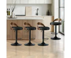 Oikiture Set of 4 Kitchen Bar Stools Gas Lift Swivel Chairs Stool Wooden Leather