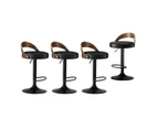 Oikiture Set of 4 Kitchen Bar Stools Gas Lift Swivel Chairs Stool Wooden Leather