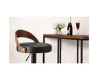 Oikiture Set of 4 Kitchen Bar Stools Gas Lift Swivel Chairs Stool Wooden Leather