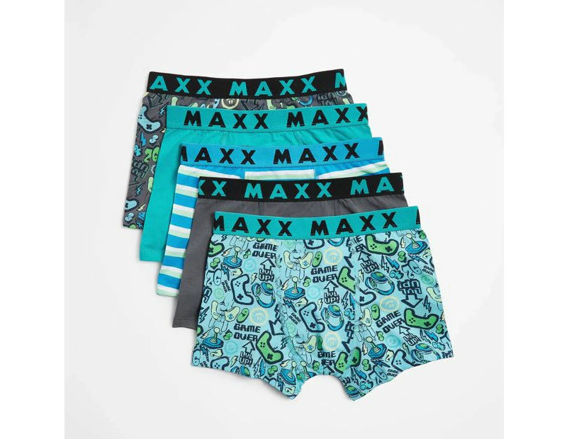 Boys Maxx Print Trunks 5 Pack - Multi