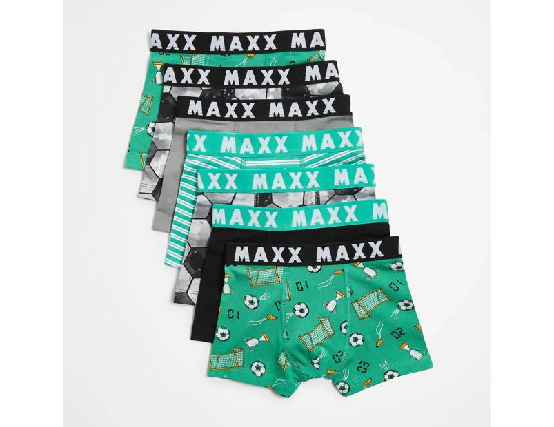 Boys Maxx Soccer Print Trunks 7 Pack - Multi