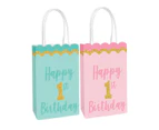1st Birthday Green and Pink Pack of 8 Favour Bags