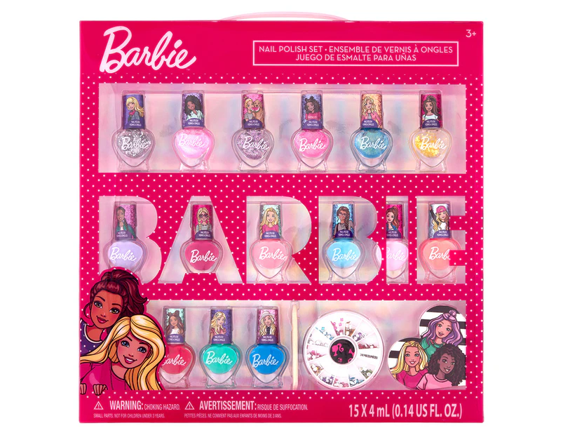 Barbie 15-Piece Nail Polish Set w/ Accessories In Box