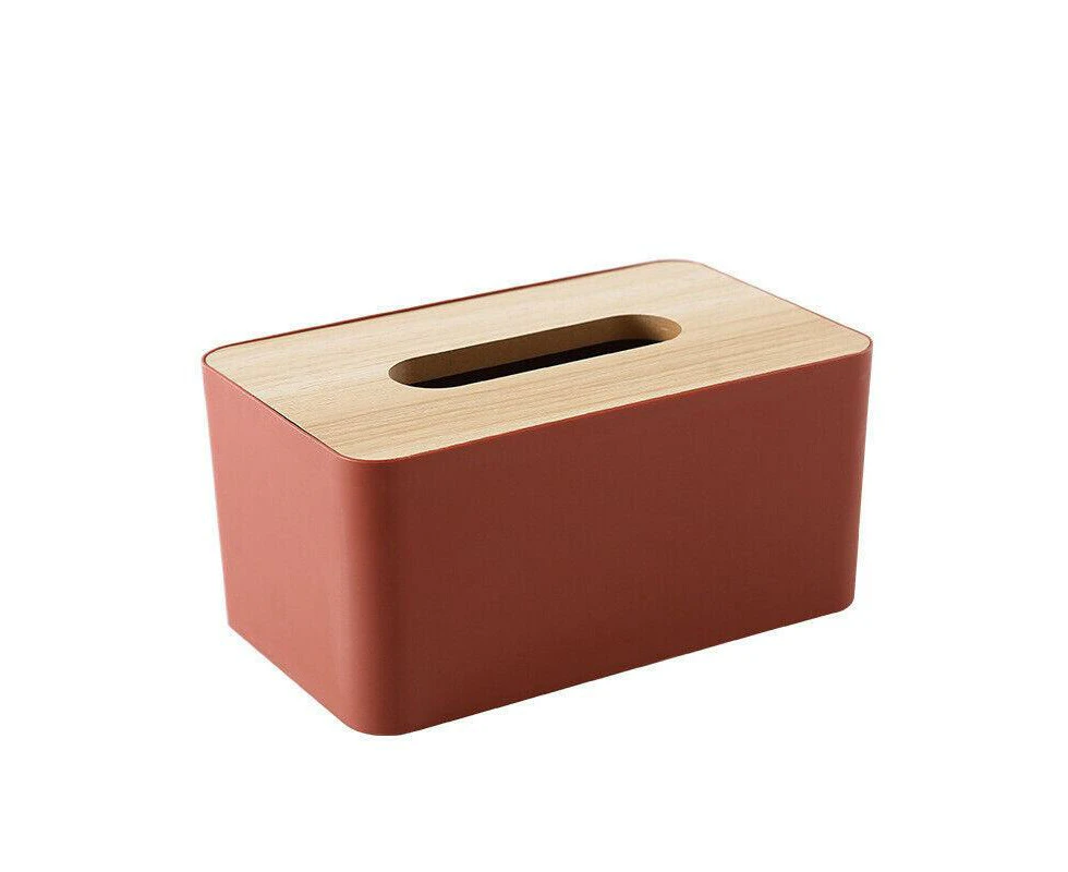 Tissue Box Dispenser Paper Storage Holder Napkin Case Organizer Wooden Cover Au - Pink