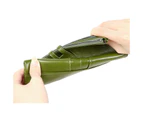 Slim Wallets for Women PU Leather Card Holder Wallet Large Capacity Bifold Clutch Wallet with Double Zipper Pocket - Green